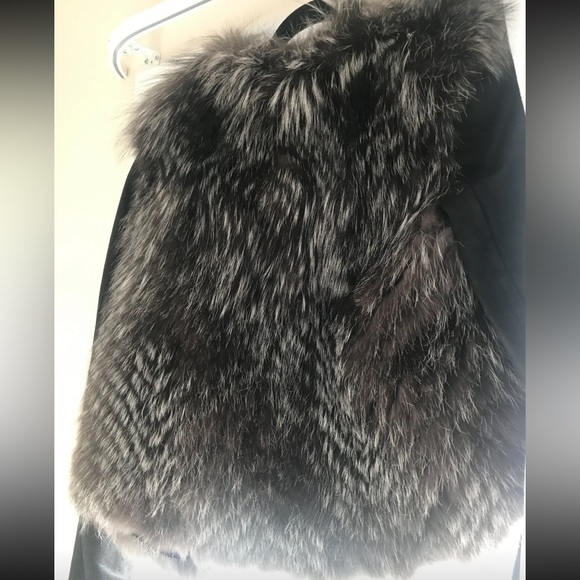 VINCE real fox fur jacket with leather sleeves - Picture 7 of 9